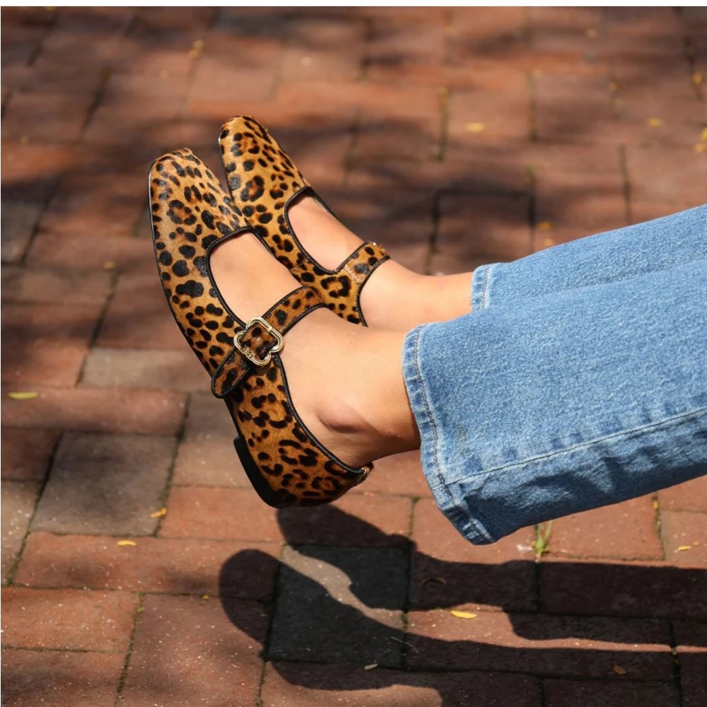 Sam Edelman Leopard Print Mary Jane Flats - Brown & Black